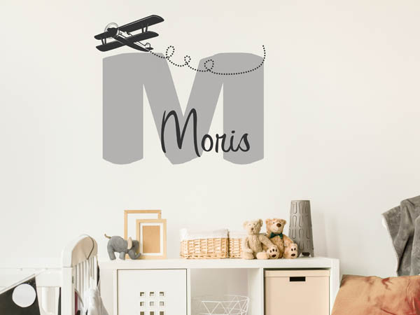 Wandtattoo Moris mit Flugzeug