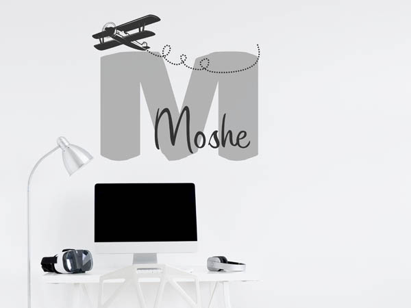 Wandtattoo Moshe mit Flugzeug