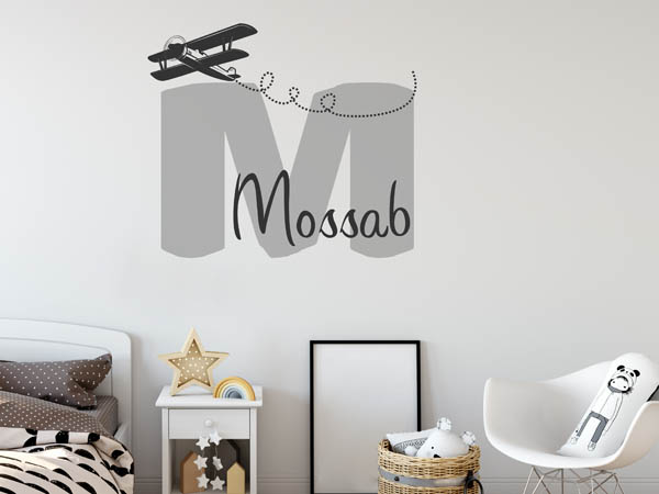 Wandtattoo Mossab mit Flugzeug