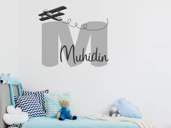 Wandtattoo Muhidin mit Flugzeug