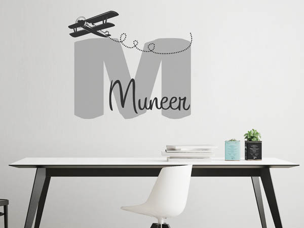 Wandtattoo Muneer mit Flugzeug