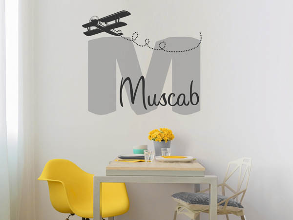 Wandtattoo Muscab mit Flugzeug