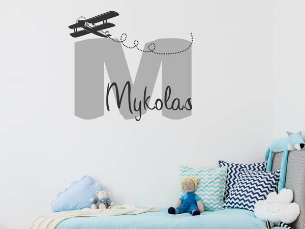 Wandtattoo Mykolas mit Flugzeug