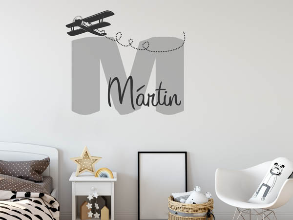 Wandtattoo Mártin mit Flugzeug