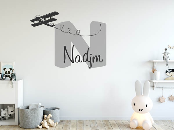 Wandtattoo Nadjm mit Flugzeug