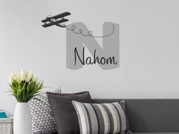 Wandtattoo Nahom mit Flugzeug