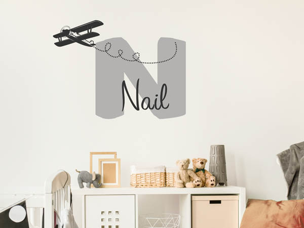 Wandtattoo Nail mit Flugzeug
