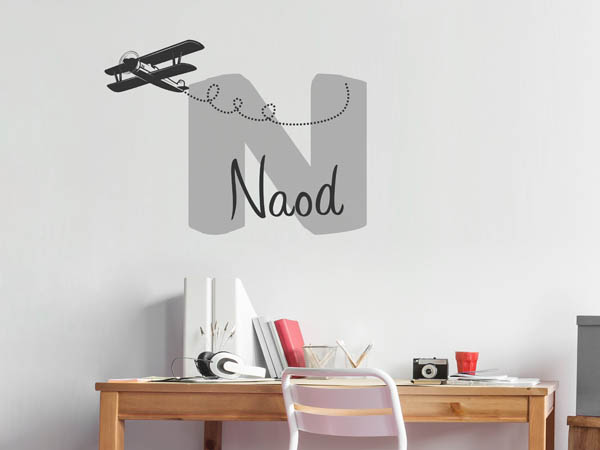 Wandtattoo Naod mit Flugzeug