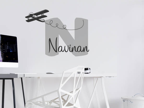 Wandtattoo Navinan mit Flugzeug