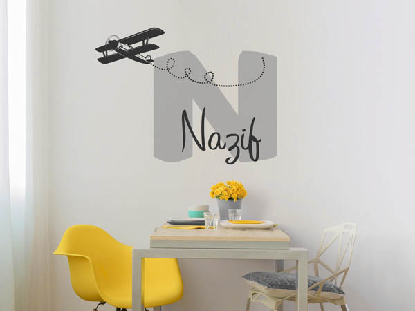 Wandtattoo Nazif mit Flugzeug