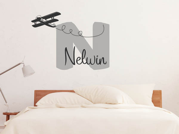 Wandtattoo Nelwin mit Flugzeug