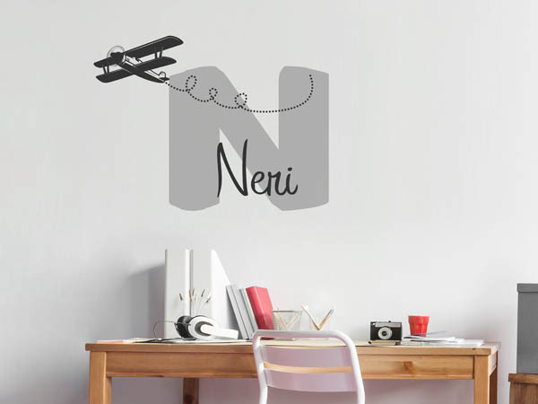 Wandtattoo Neri mit Flugzeug