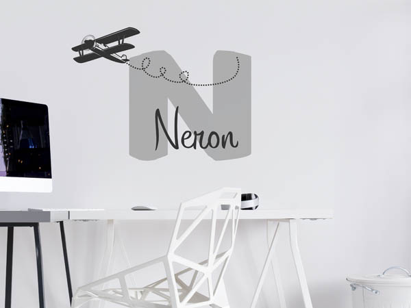 Wandtattoo Neron mit Flugzeug
