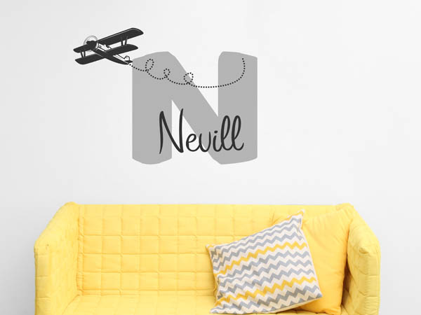 Wandtattoo Nevill mit Flugzeug