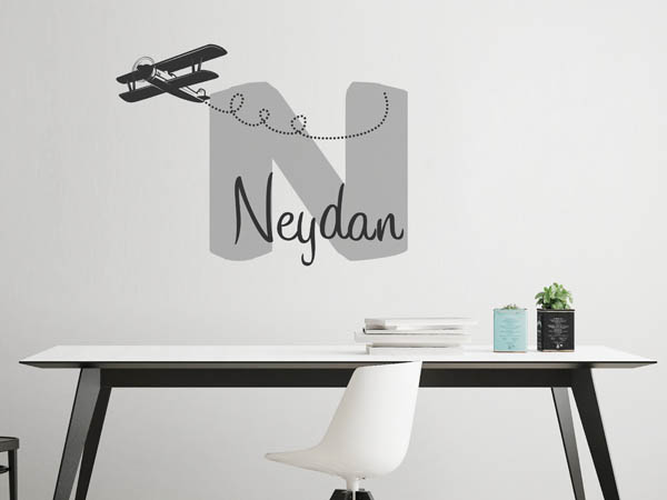 Wandtattoo Neydan mit Flugzeug