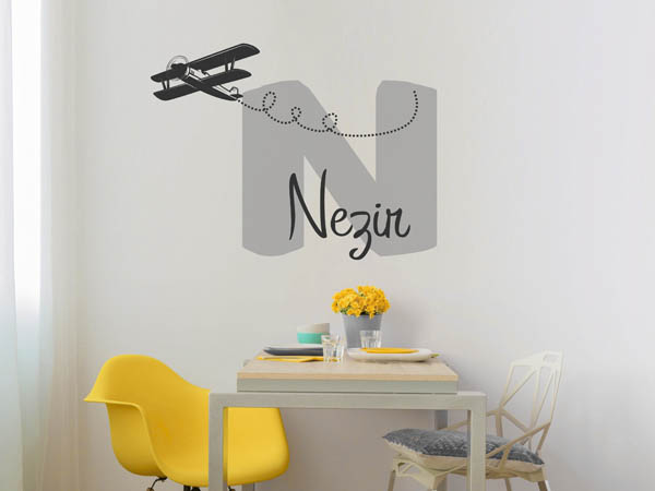 Wandtattoo Nezir mit Flugzeug