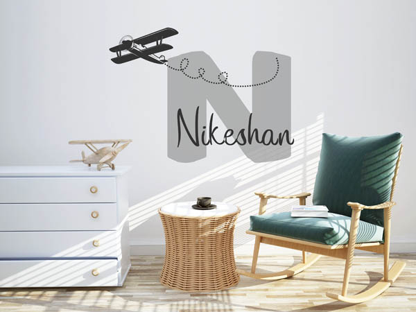 Wandtattoo Nikeshan mit Flugzeug
