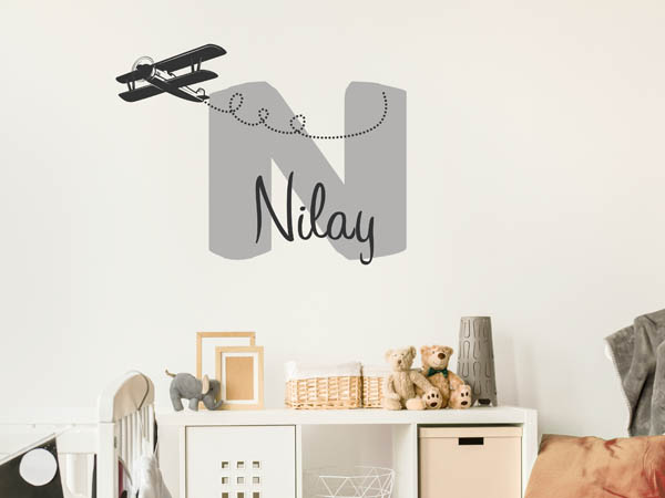 Wandtattoo Nilay mit Flugzeug