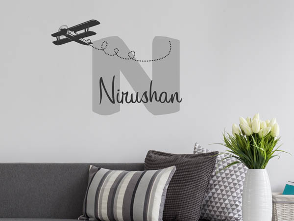 Wandtattoo Nirushan mit Flugzeug