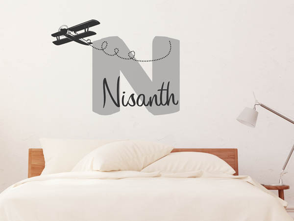Wandtattoo Nisanth mit Flugzeug