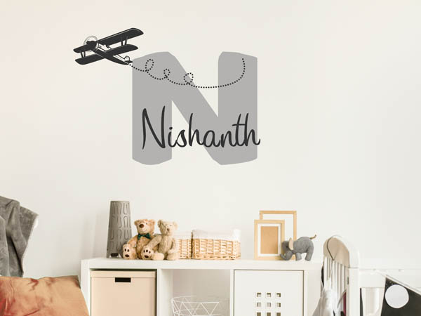 Wandtattoo Nishanth mit Flugzeug