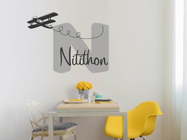 Wandtattoo Nitithon mit Flugzeug