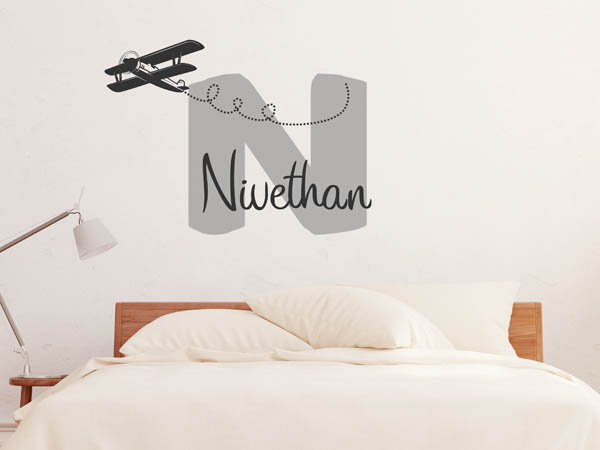 Wandtattoo Nivethan mit Flugzeug