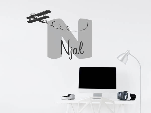 Wandtattoo Njal mit Flugzeug