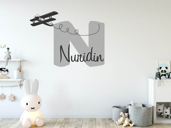 Wandtattoo Nuridin mit Flugzeug