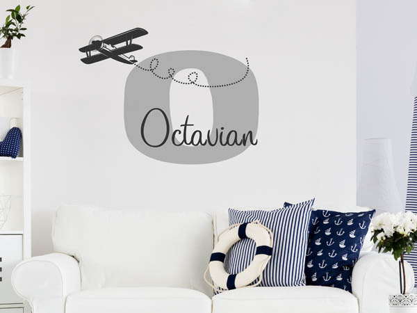 Wandtattoo Octavian mit Flugzeug