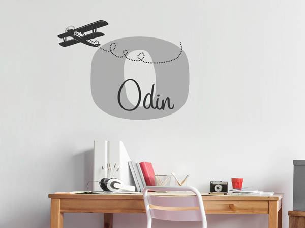 Wandtattoo Odin mit Flugzeug
