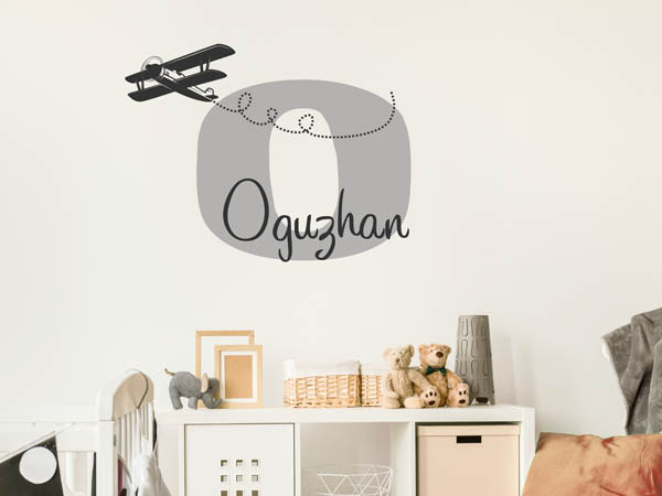 Wandtattoo Oguzhan mit Flugzeug