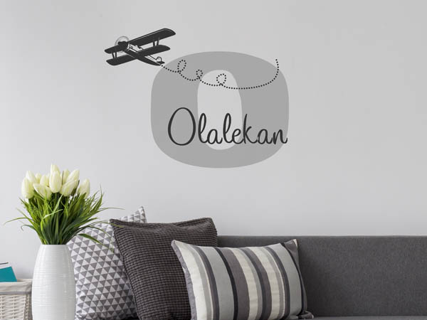 Wandtattoo Olalekan mit Flugzeug