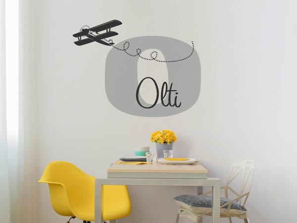 Wandtattoo Olti mit Flugzeug