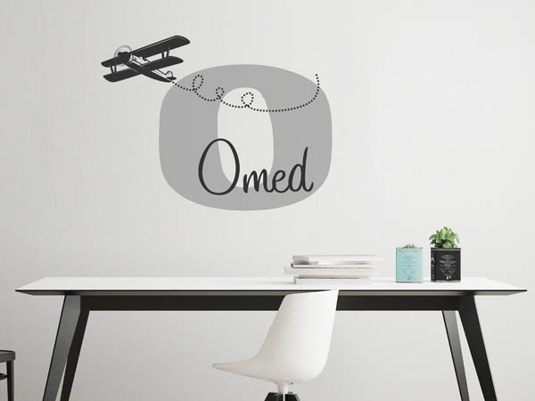 Wandtattoo Omed mit Flugzeug