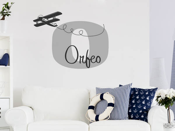 Wandtattoo Orfeo mit Flugzeug