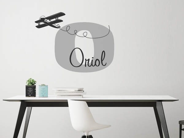 Wandtattoo Oriol mit Flugzeug