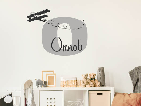 Wandtattoo Ornob mit Flugzeug