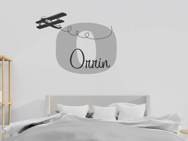 Wandtattoo Orrin mit Flugzeug