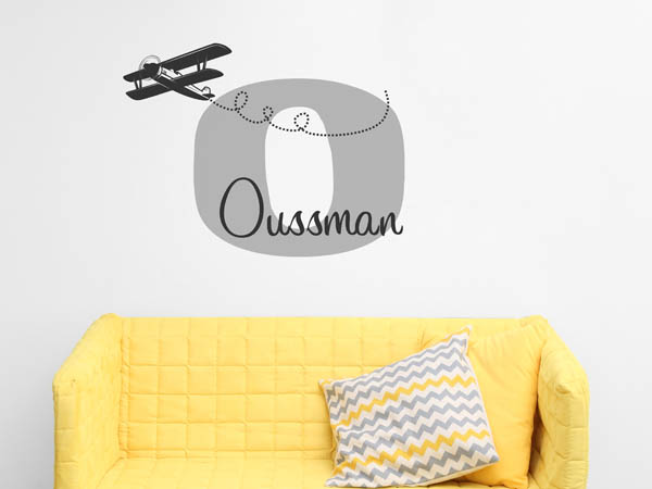 Wandtattoo Oussman mit Flugzeug
