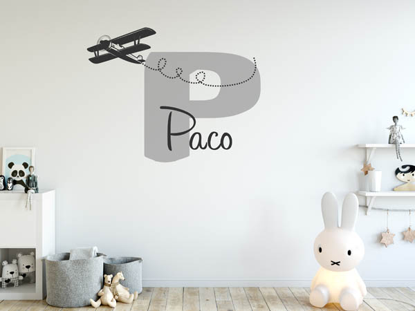 Wandtattoo Paco mit Flugzeug