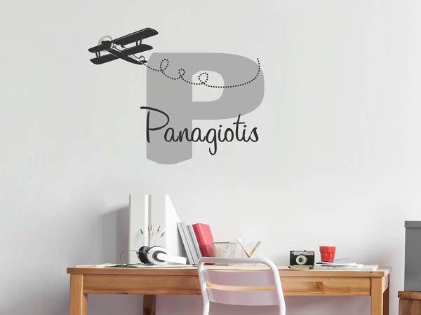 Wandtattoo Panagiotis mit Flugzeug