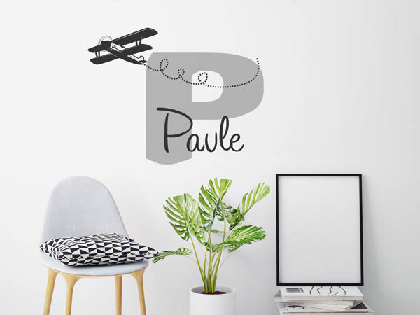 Wandtattoo Pavle mit Flugzeug