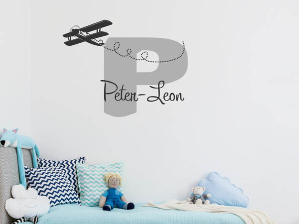 Wandtattoo Peter-Leon mit Flugzeug