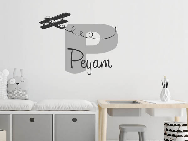 Wandtattoo Peyam mit Flugzeug