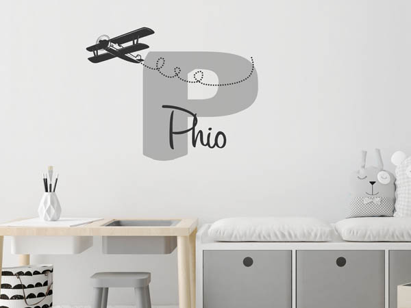 Wandtattoo Phio mit Flugzeug
