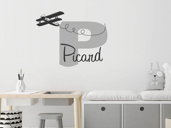 Wandtattoo Picard mit Flugzeug