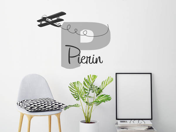 Wandtattoo Pierin mit Flugzeug
