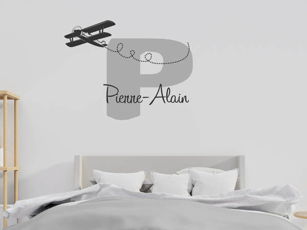 Wandtattoo Pierre-Alain mit Flugzeug