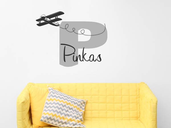 Wandtattoo Pinkas mit Flugzeug